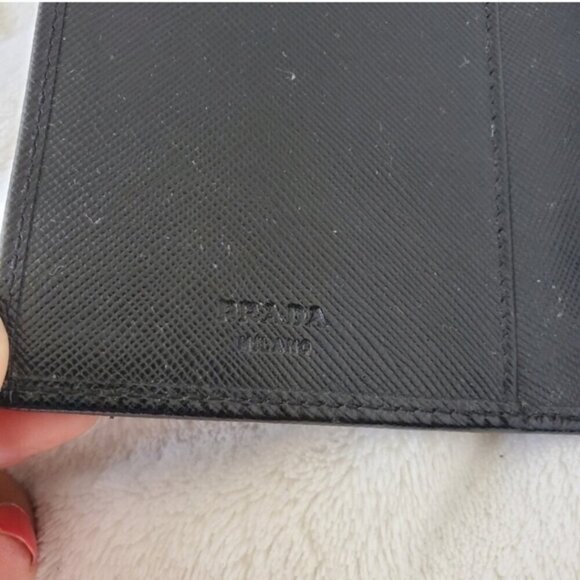 PRADA Black Leather Agenda Planner PM Size silver rings - Picture 9 of 11